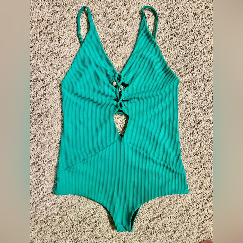 Acacia Swimwear Green One Piece with Front Tie